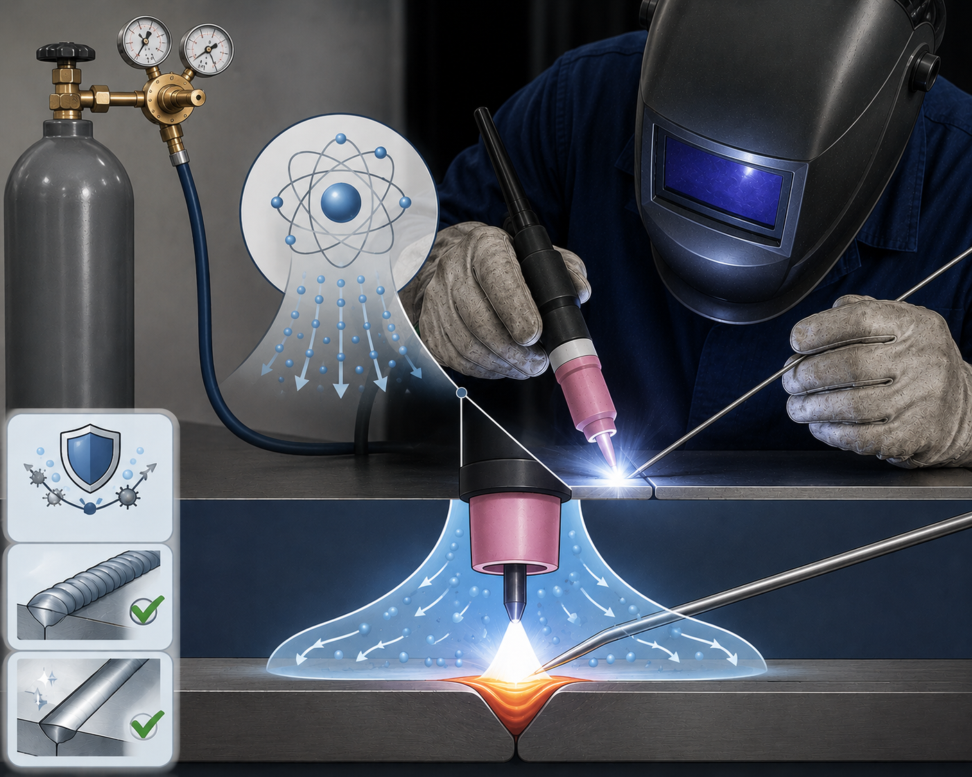Soldadura TIG con argón como gas protector — metalmecánica acero inoxidable Colombia