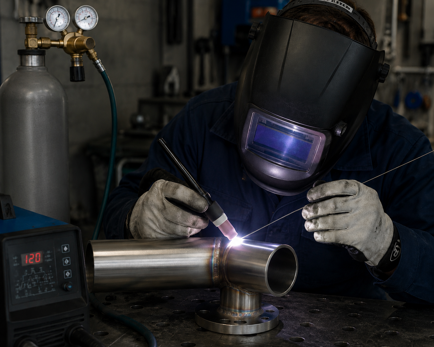 Proceso de soldadura TIG con argón industrial OXILUZ — protección del cordón de soldadura